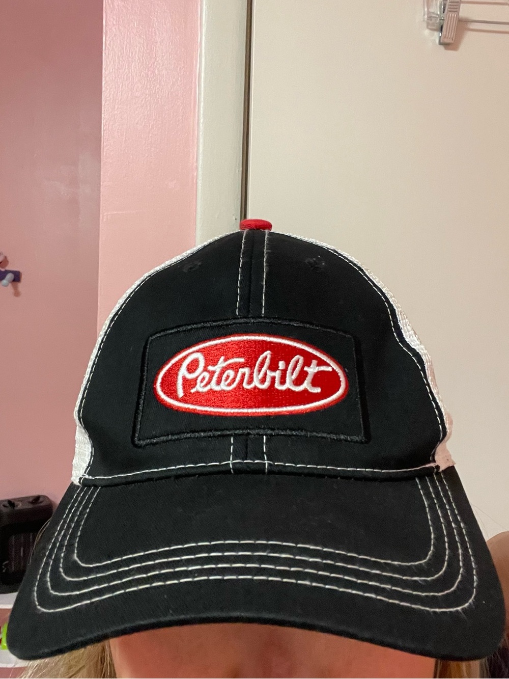 Peterbilt trucker hat with red oval logo